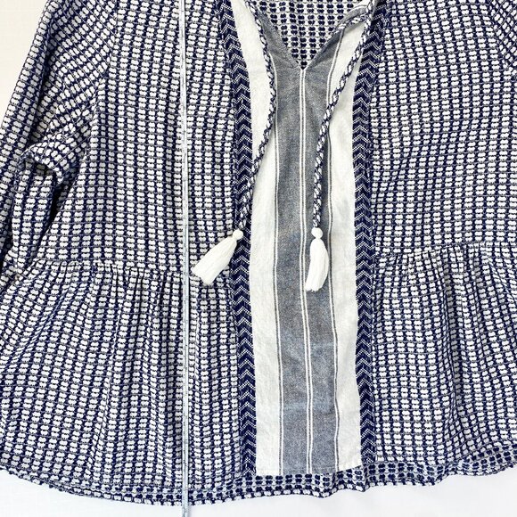 Crown & Ivy Women XXL Peasant Top Blouse Bohemian with Tassels Long Sleeve Boho - Picture 4 of 15